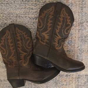 Kids/Boys Rodeo Ropers Brown Western Cowboy Boots-4